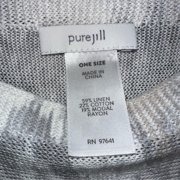 J.Jill Pure Jill Watercolor Ikat Silver Sweater Poncho Linen Blend One Size READ - Picture 10 of 11